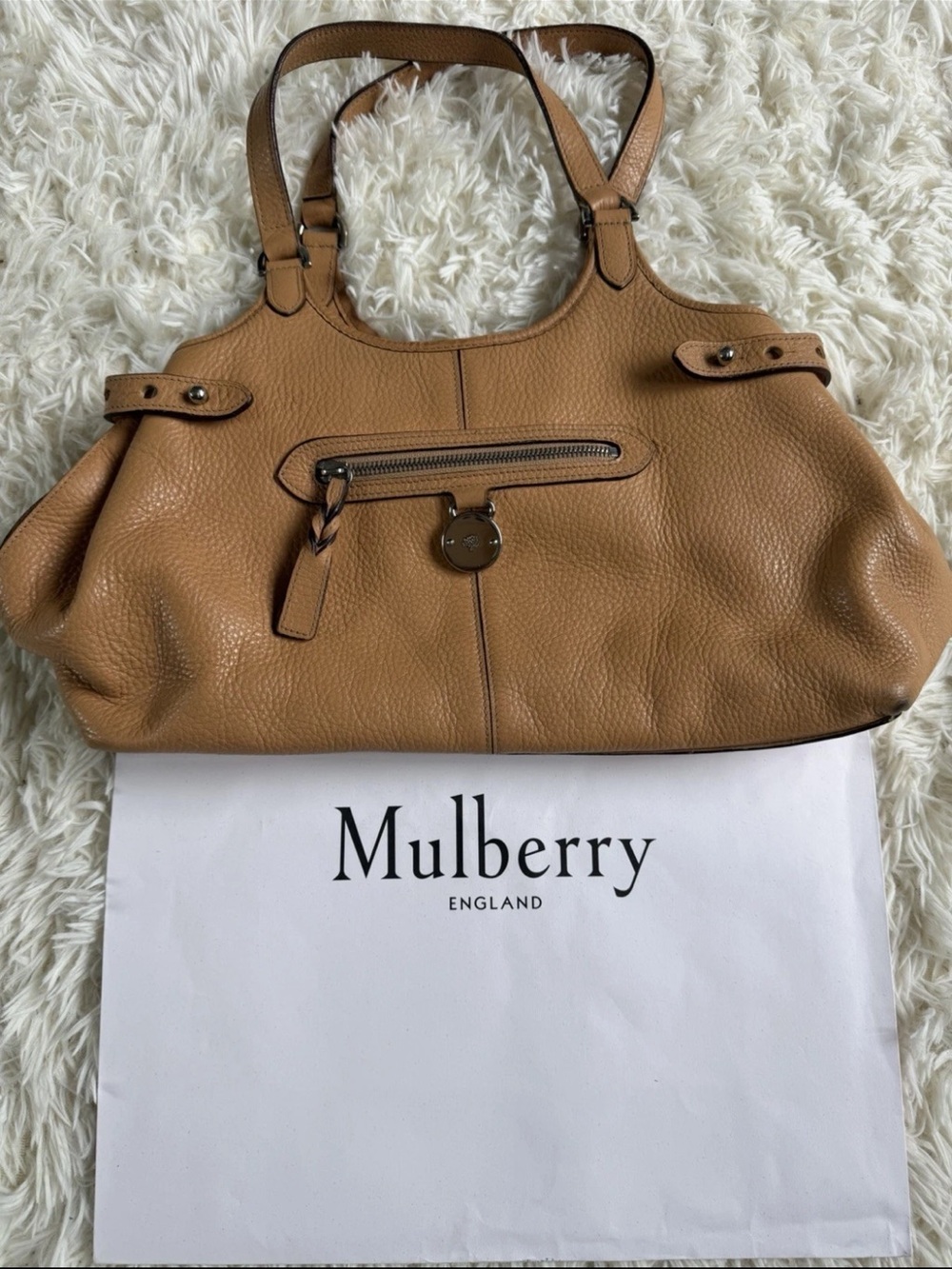 Mulberry Cognac Pebbled Leather Shoulder Bag